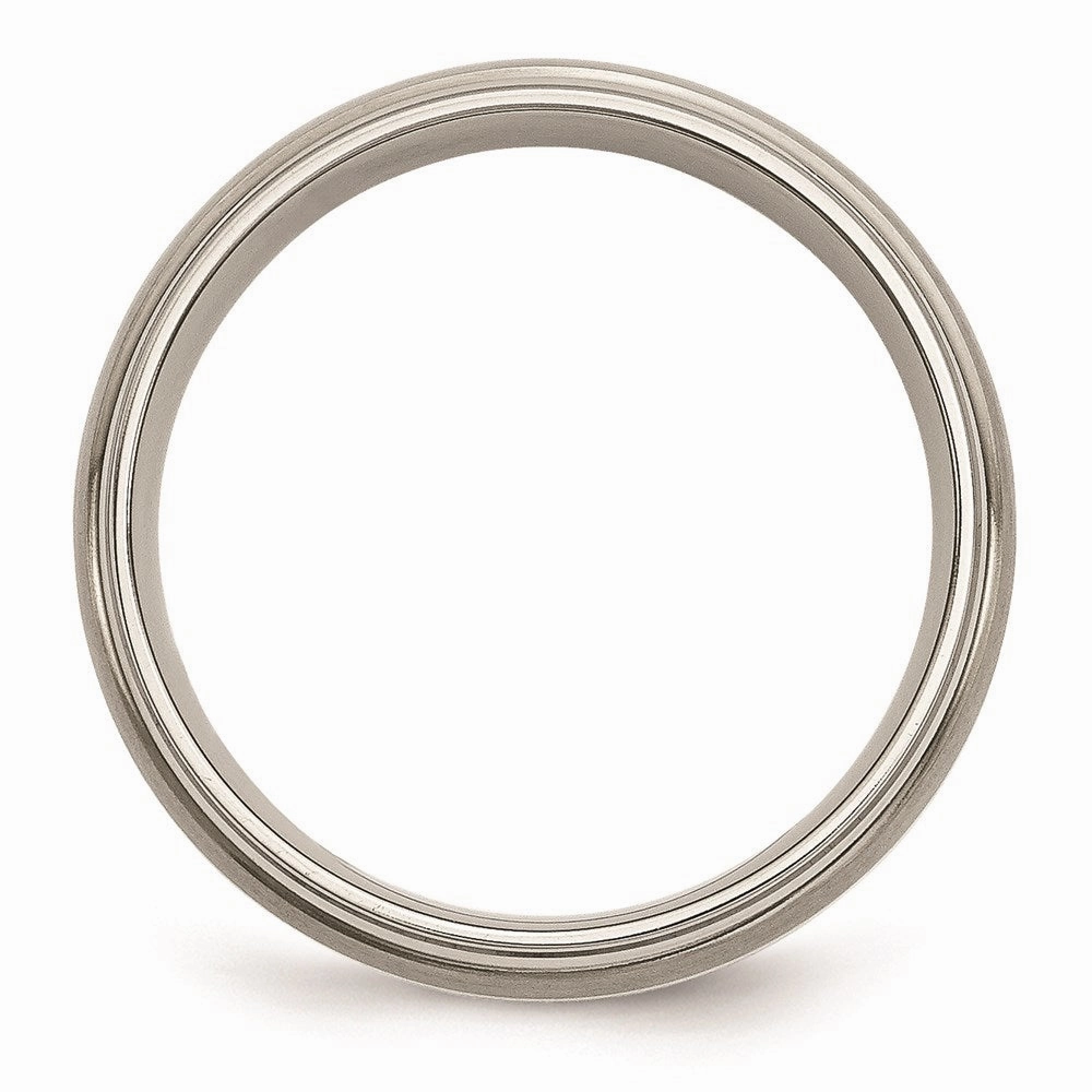 Titanium Ridged Edge Sterling Silver Inlay 6mm Brushed/Polished Band | TB82