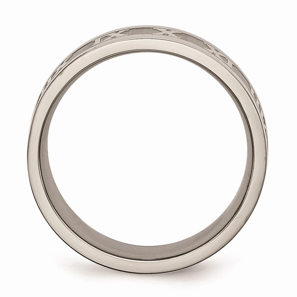 Titanium Roman Numerals 8mm Satin & Polished Flat Band | TB346
