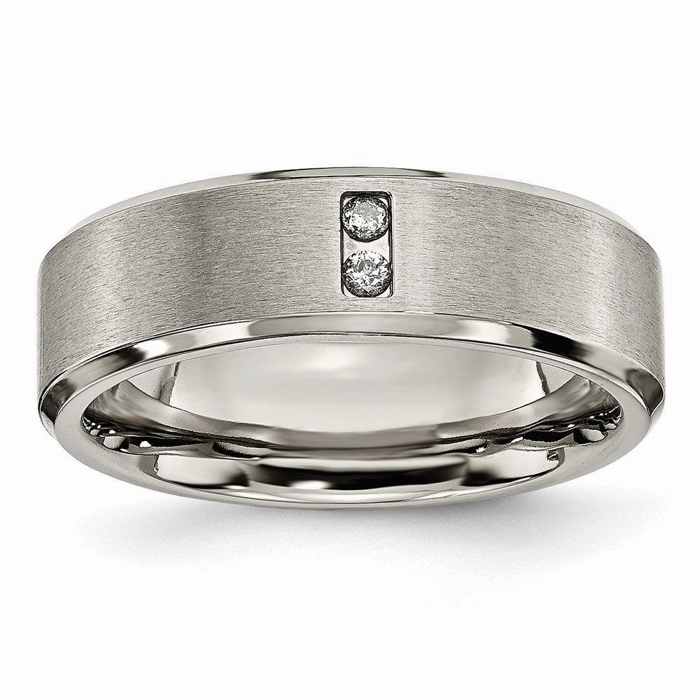 Titanium Satin & Polished with Diamonds 7mm Band | TB262AA