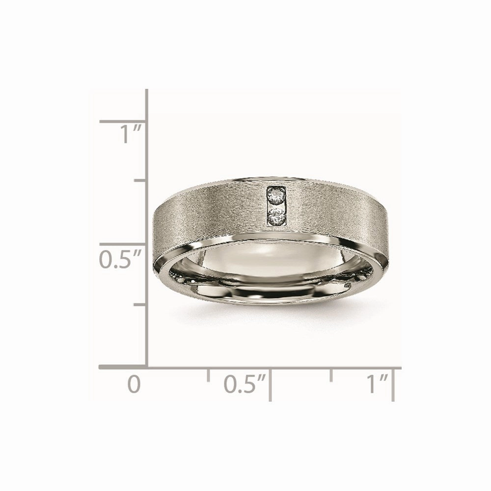 Titanium Satin & Polished with Diamonds 7mm Band | TB262AA