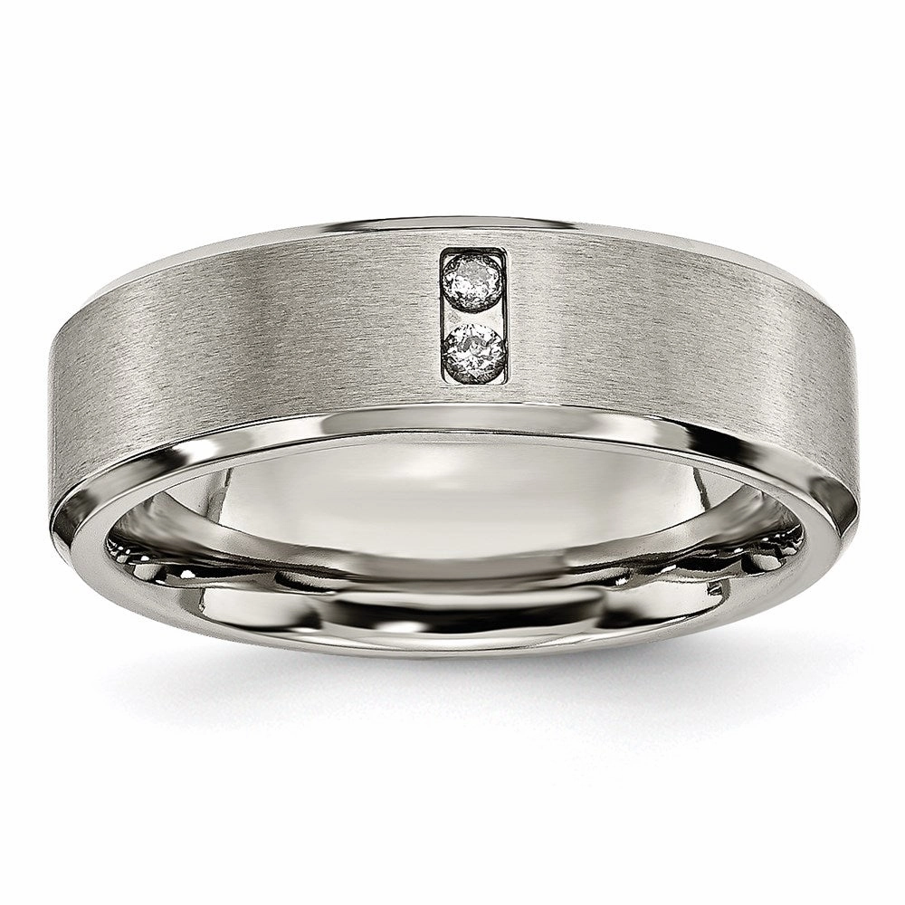 Titanium Satin & Polished with Diamonds 7mm Band | TB262AA