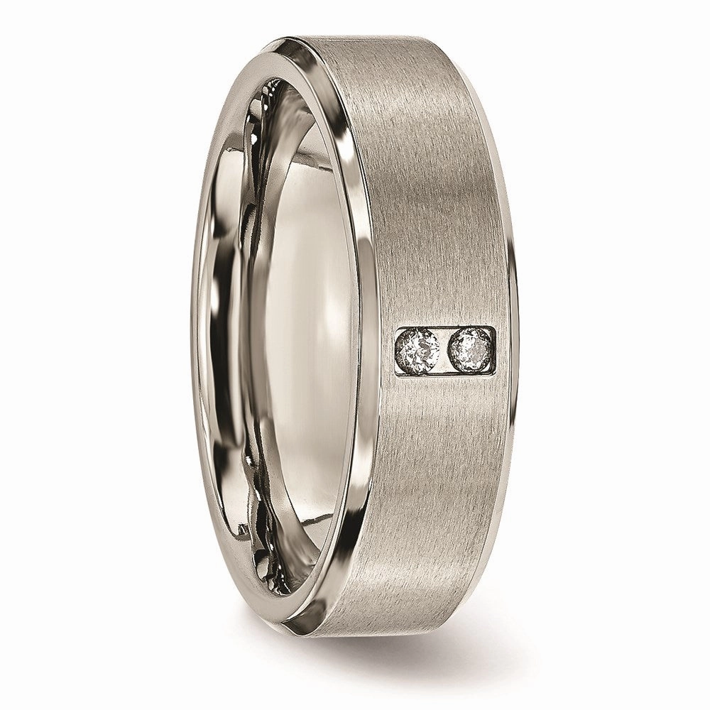 Titanium Satin & Polished with Diamonds 7mm Band | TB262AA