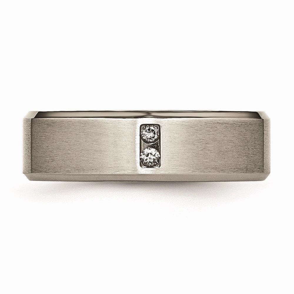 Titanium Satin & Polished with Diamonds 7mm Band | TB262AA