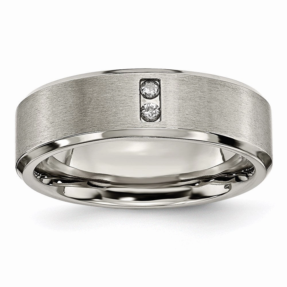 Titanium Satin & Polished with Diamonds 7mm Band | TB262AA