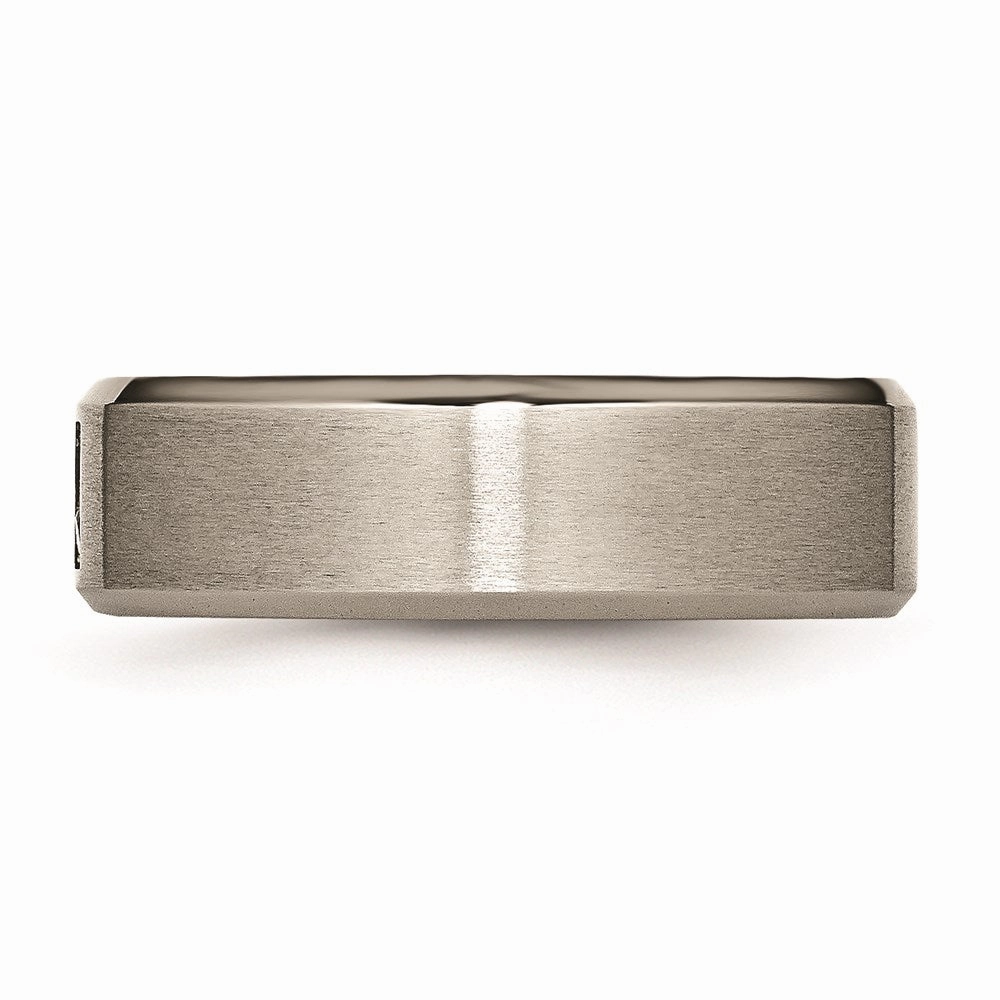 Titanium Satin & Polished with Diamonds 7mm Band | TB262AA