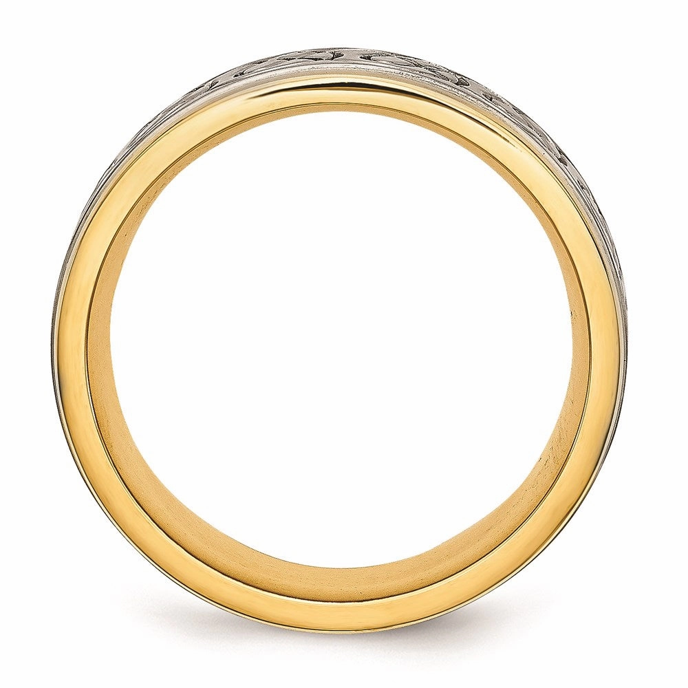 Titanium Scroll Design Yellow IP-plated Grooved Edge Brushed/Polished Band | TB312