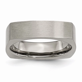 Titanium Square 6mm Satin Band | TB117