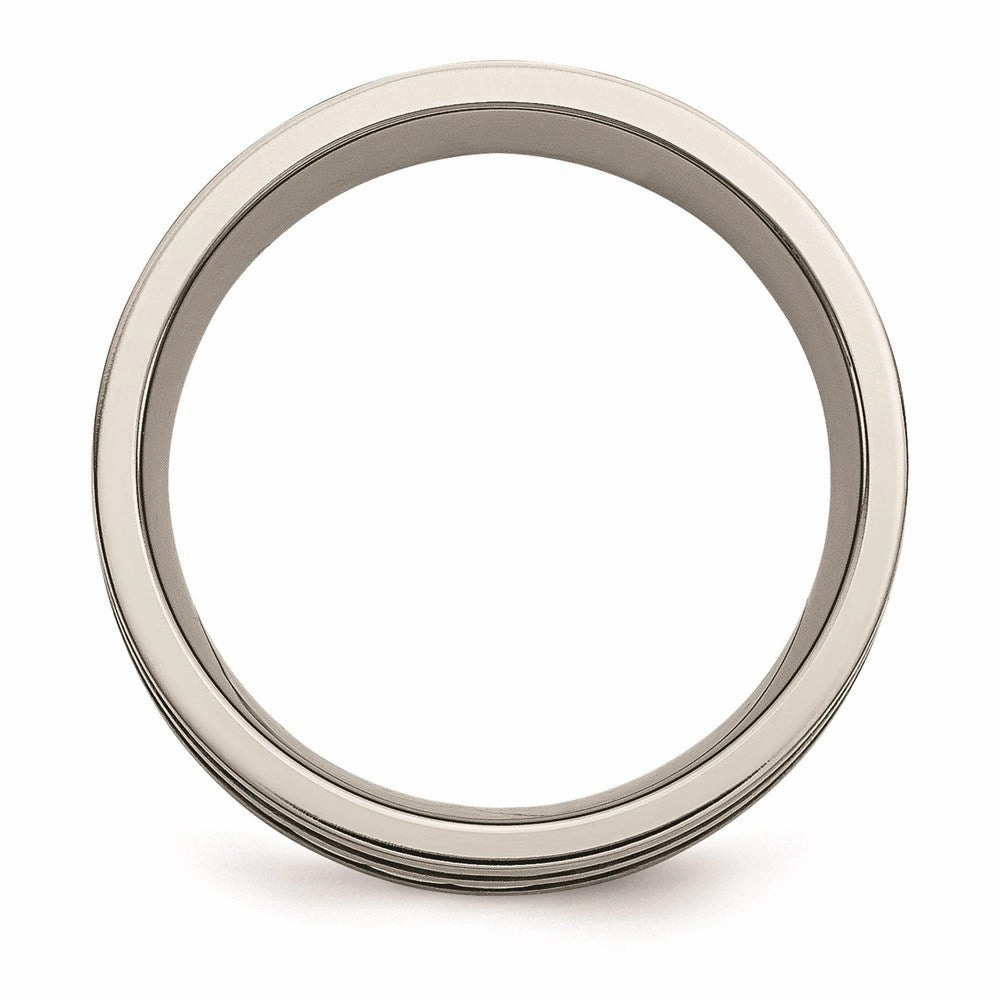 Titanium Sterling Silver Braided Inlay 8mm Brushed and Antiqued Band | TB216