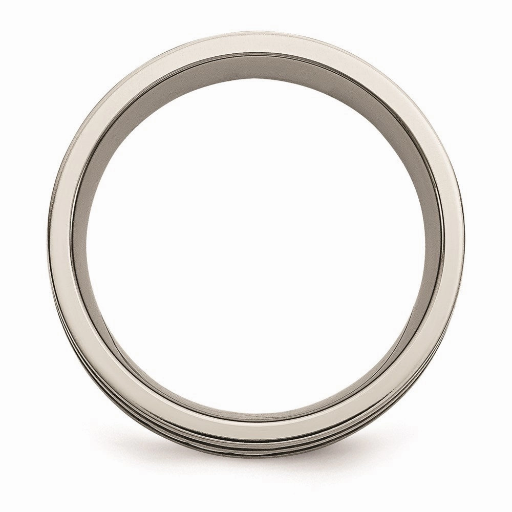 Titanium Sterling Silver Braided Inlay 8mm Brushed and Antiqued Band | TB216