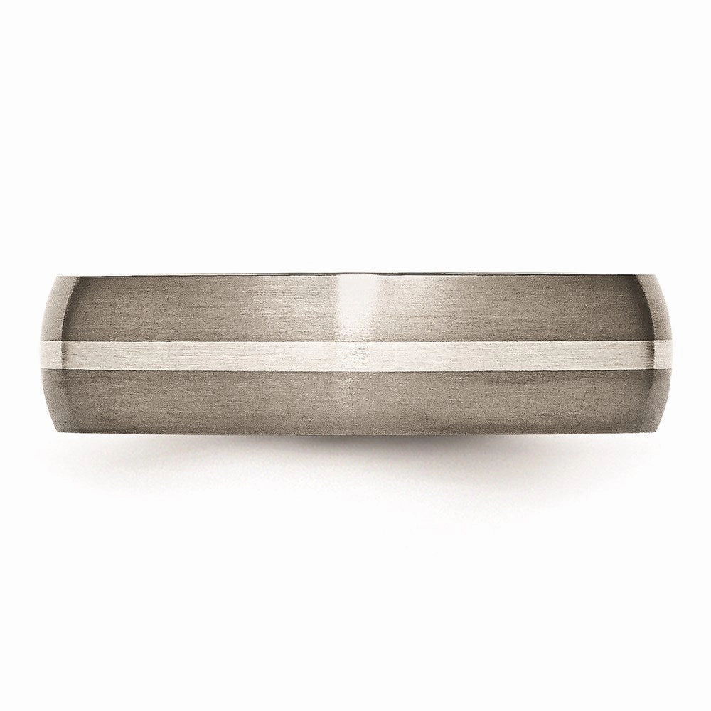 Titanium Sterling Silver Inlay 6mm Brushed Band | TB139