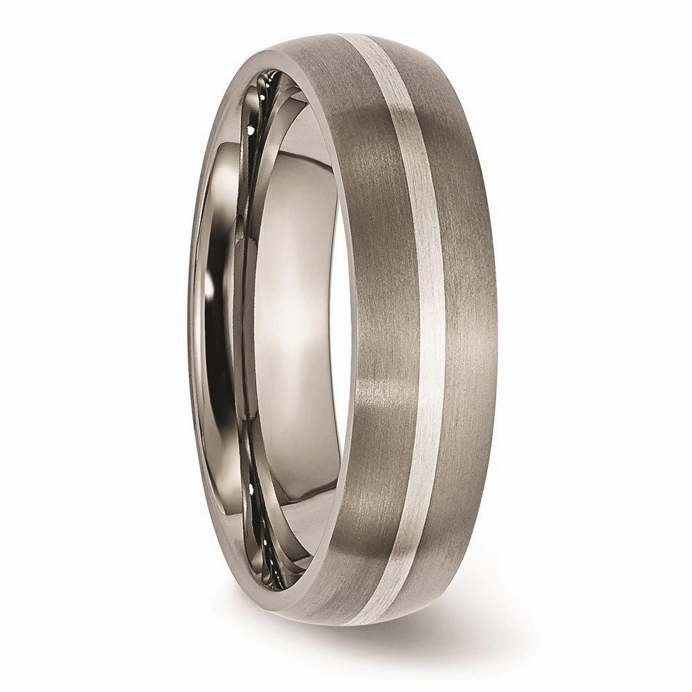 Titanium Sterling Silver Inlay 6mm Brushed Band | TB139