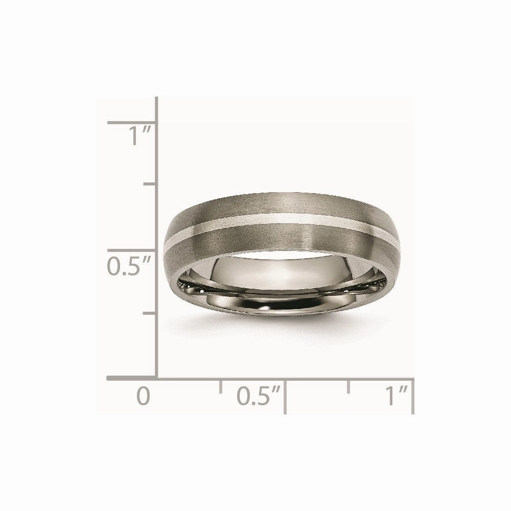 Titanium Sterling Silver Inlay 6mm Brushed Band | TB139