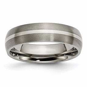 Titanium Sterling Silver Inlay 6mm Brushed Band | TB139