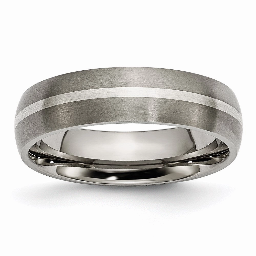 Titanium Sterling Silver Inlay 6mm Brushed Band | TB139