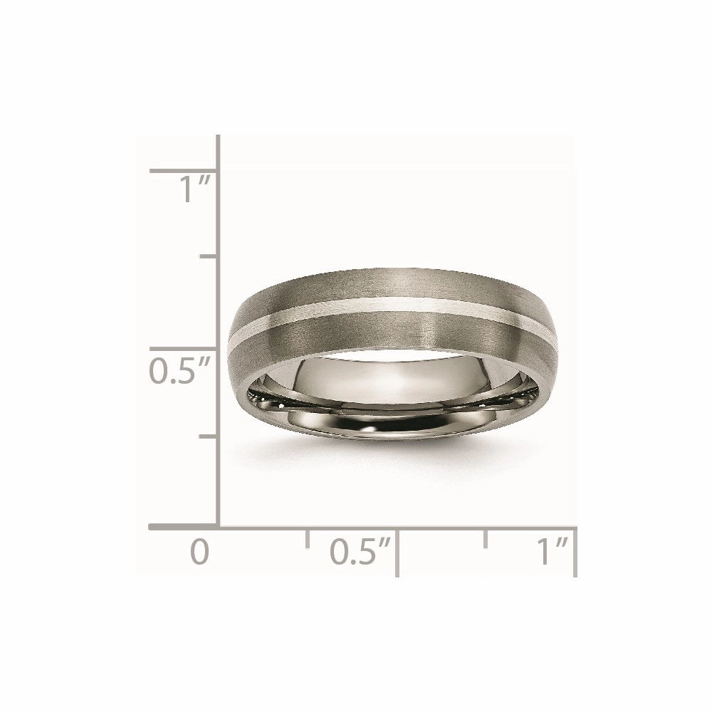 Titanium Sterling Silver Inlay 6mm Brushed Band | TB139