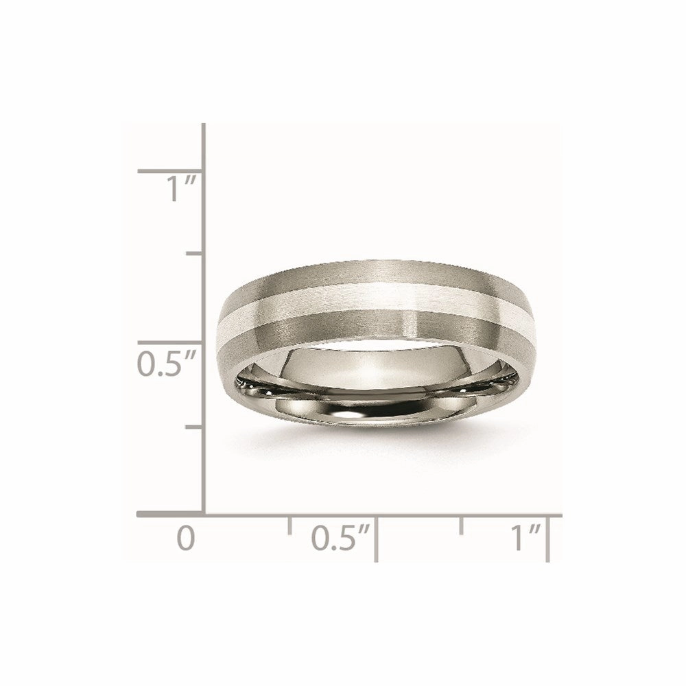Titanium Sterling Silver Inlay 6mm Brushed Band | TB210