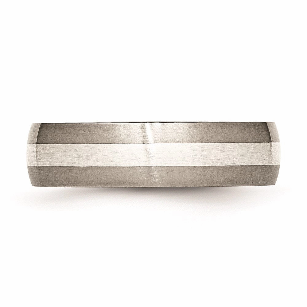 Titanium Sterling Silver Inlay 6mm Brushed Band | TB210