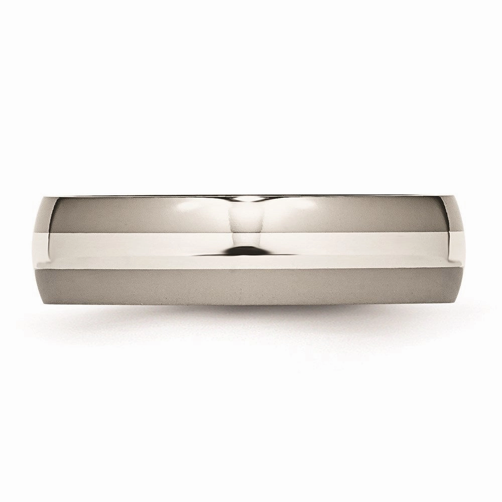 Titanium Sterling Silver Inlay 6mm Polished Band | TB81