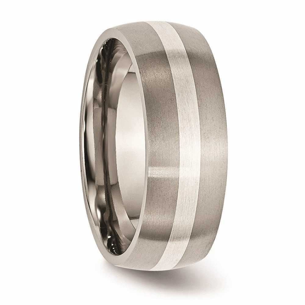 Titanium Sterling Silver Inlay 8mm Brushed Band | TB211