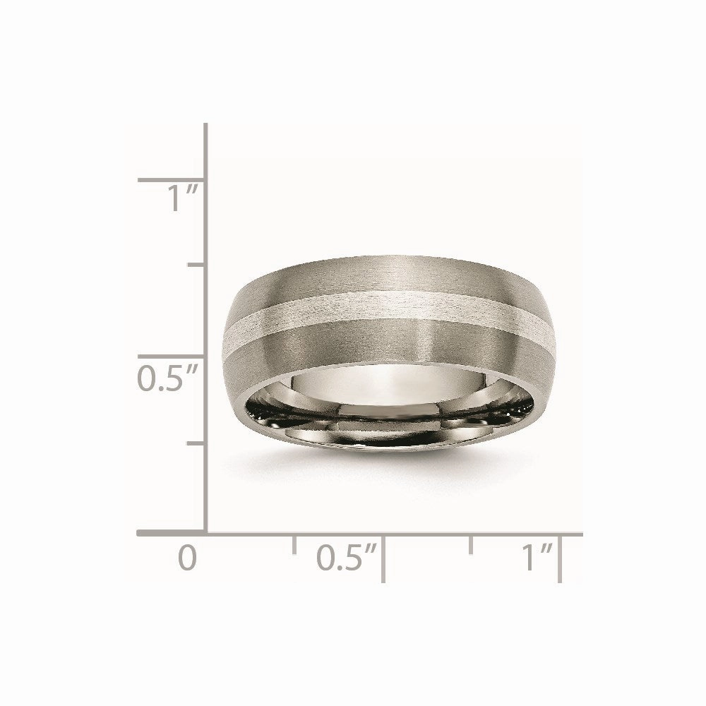 Titanium Sterling Silver Inlay 8mm Brushed Band | TB80