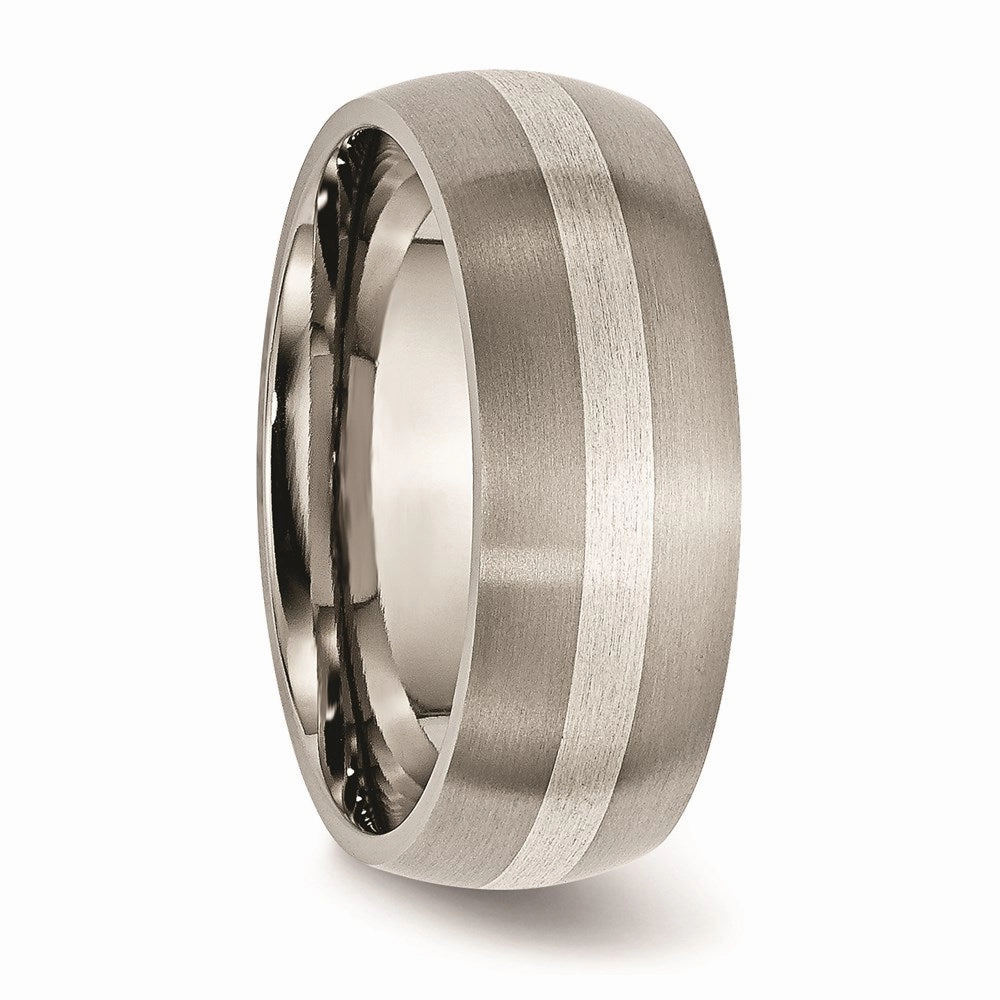 Titanium Sterling Silver Inlay 8mm Brushed Band | TB80