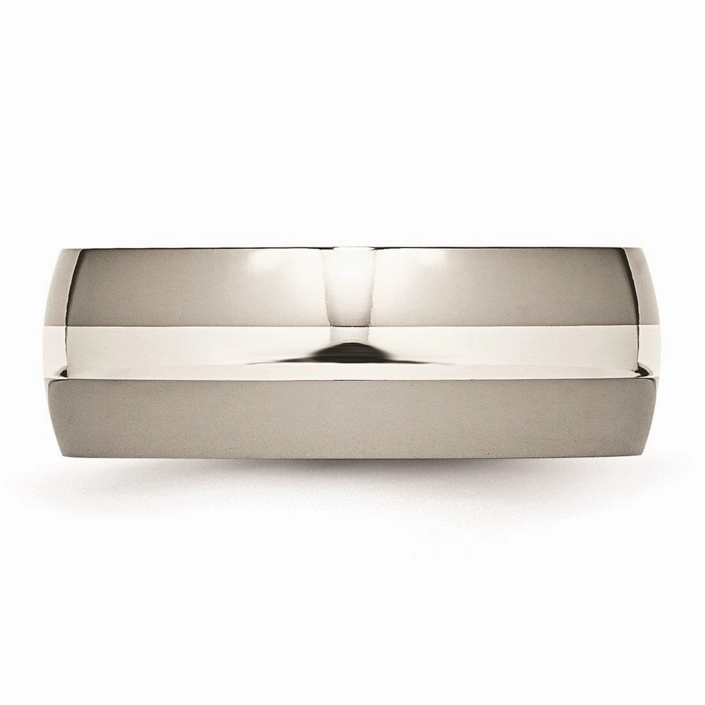 Titanium Sterling Silver Inlay 8mm Polished Band | TB212