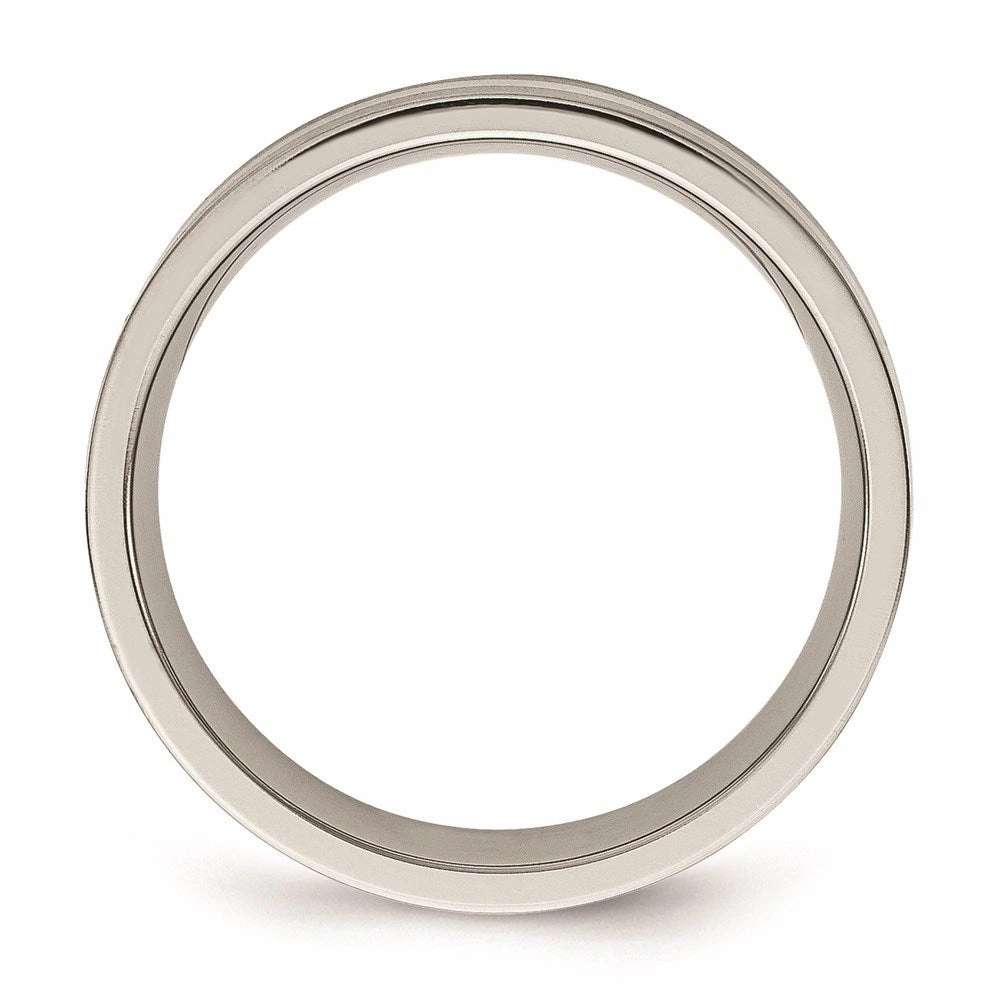 Titanium Sterling Silver Inlay Flat 6mm Brushed Band | TB206