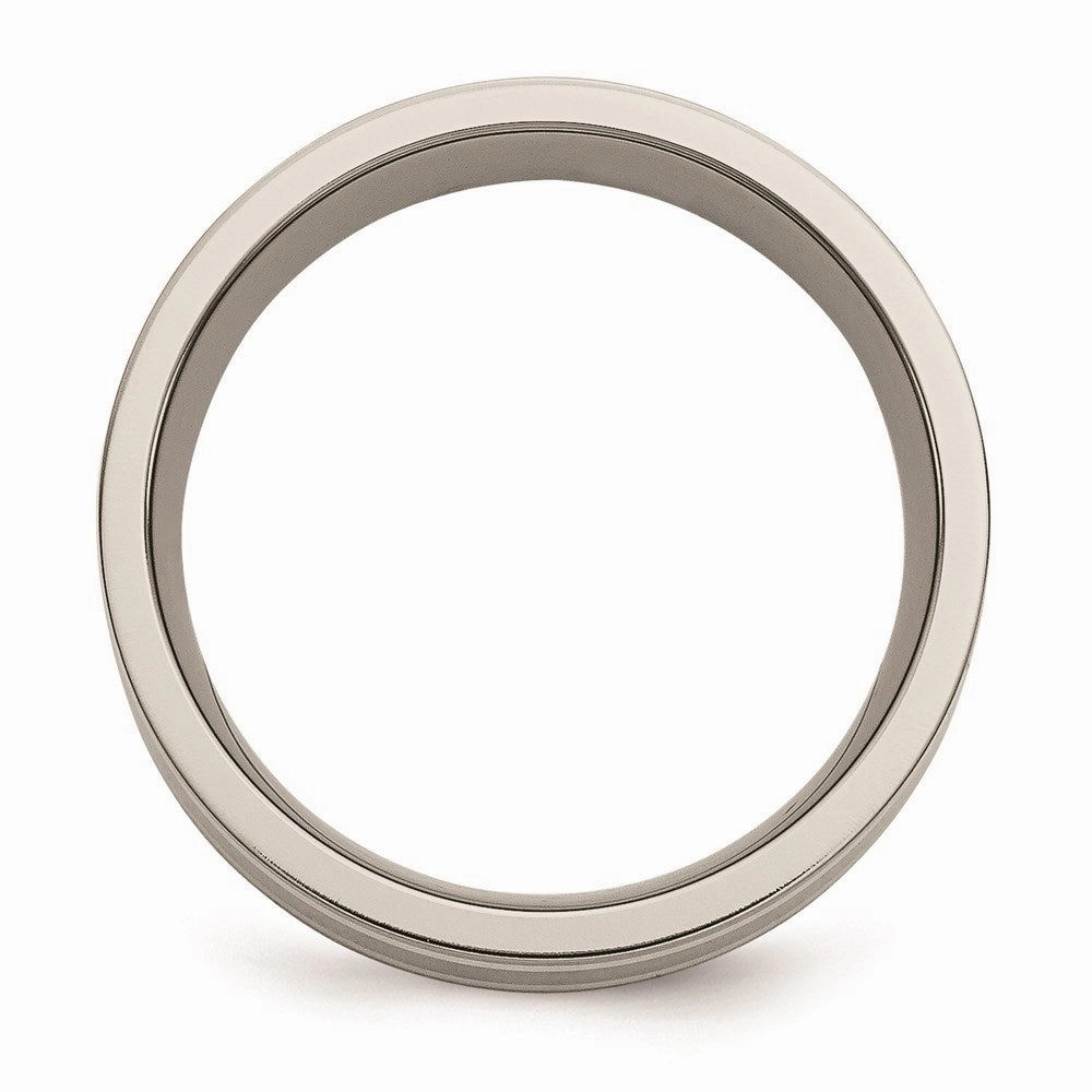 Titanium Sterling Silver Inlay Flat 8mm Brushed and Polished Band | TB214