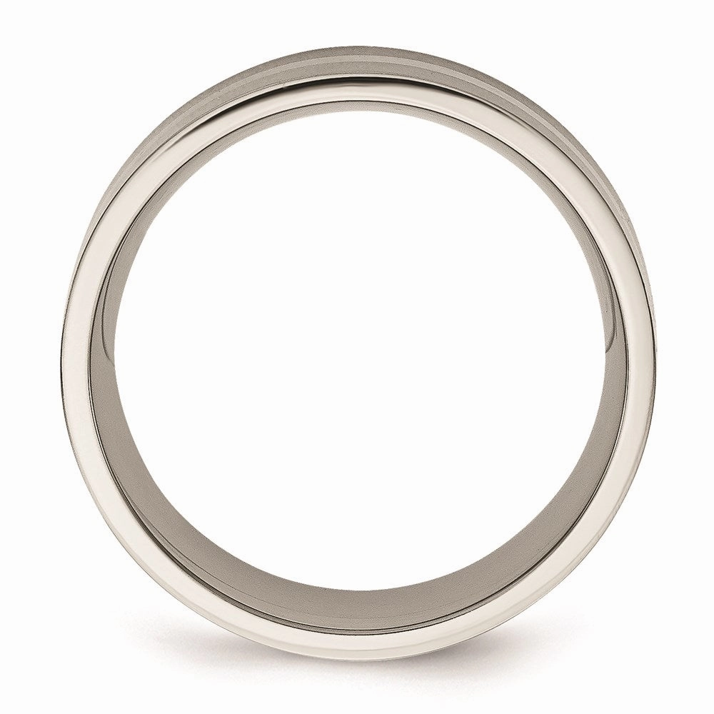 Titanium Sterling Silver Inlay Flat 8mm Brushed Band | TB207