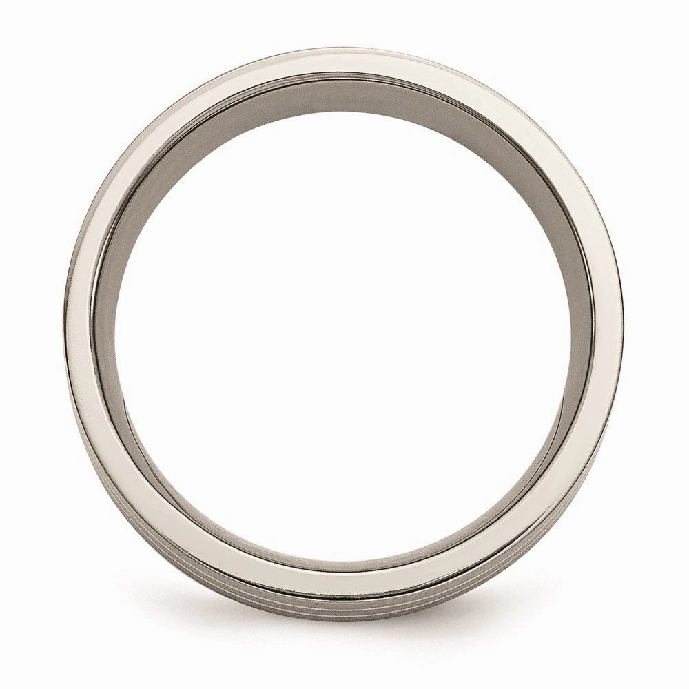 Titanium Sterling Silver Inlay Flat 8mm Brushed Band | TB213
