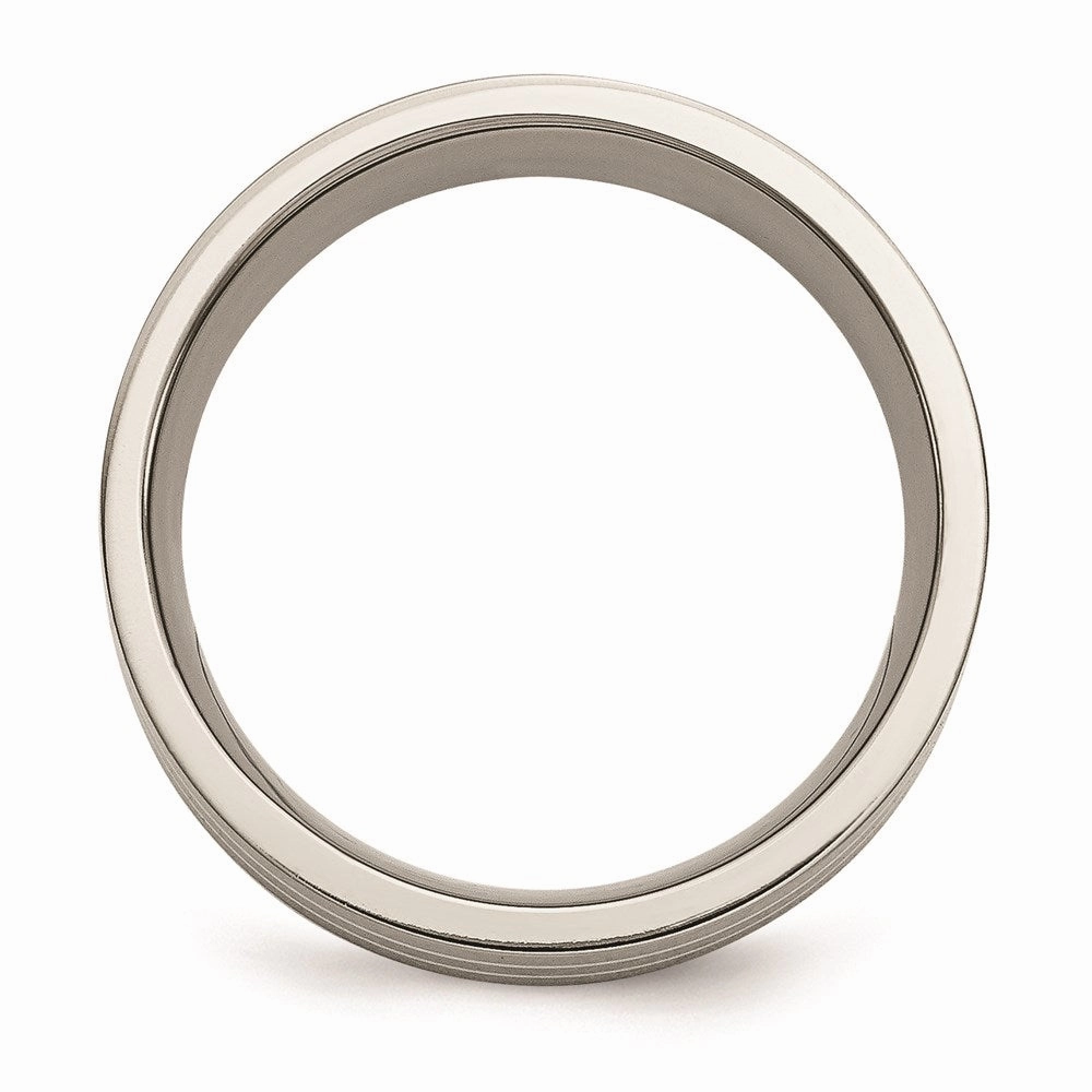 Titanium Sterling Silver Inlay Flat 8mm Brushed Band | TB213