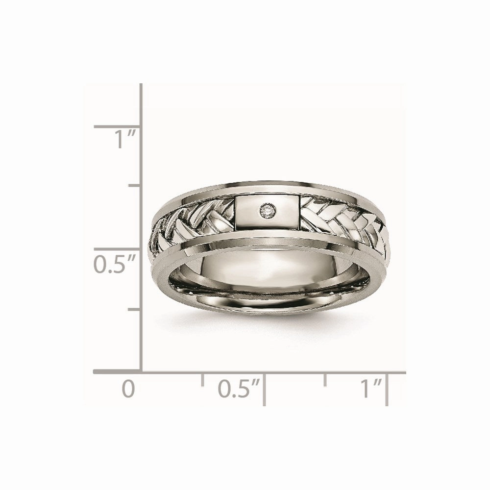Titanium/Sterling Silver Inlay Polished 1pt. Diamond 7mm Band | TB440A
