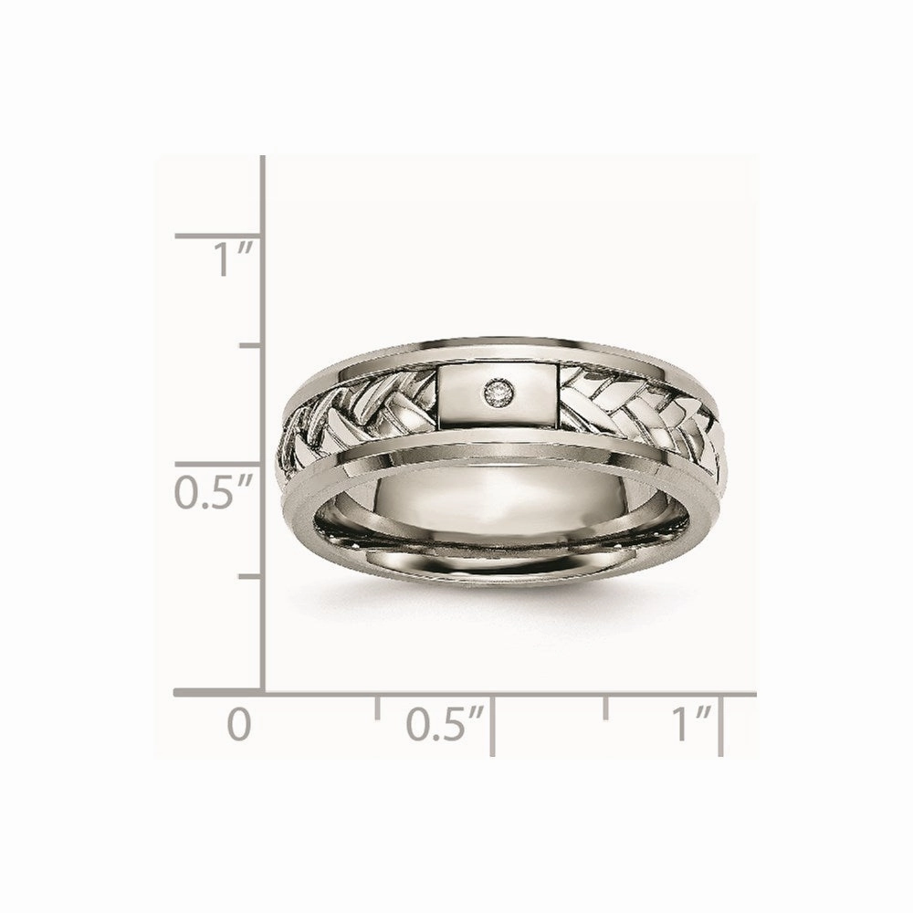 Titanium/Sterling Silver Inlay Polished 1pt. Diamond 7mm Band | TB440A