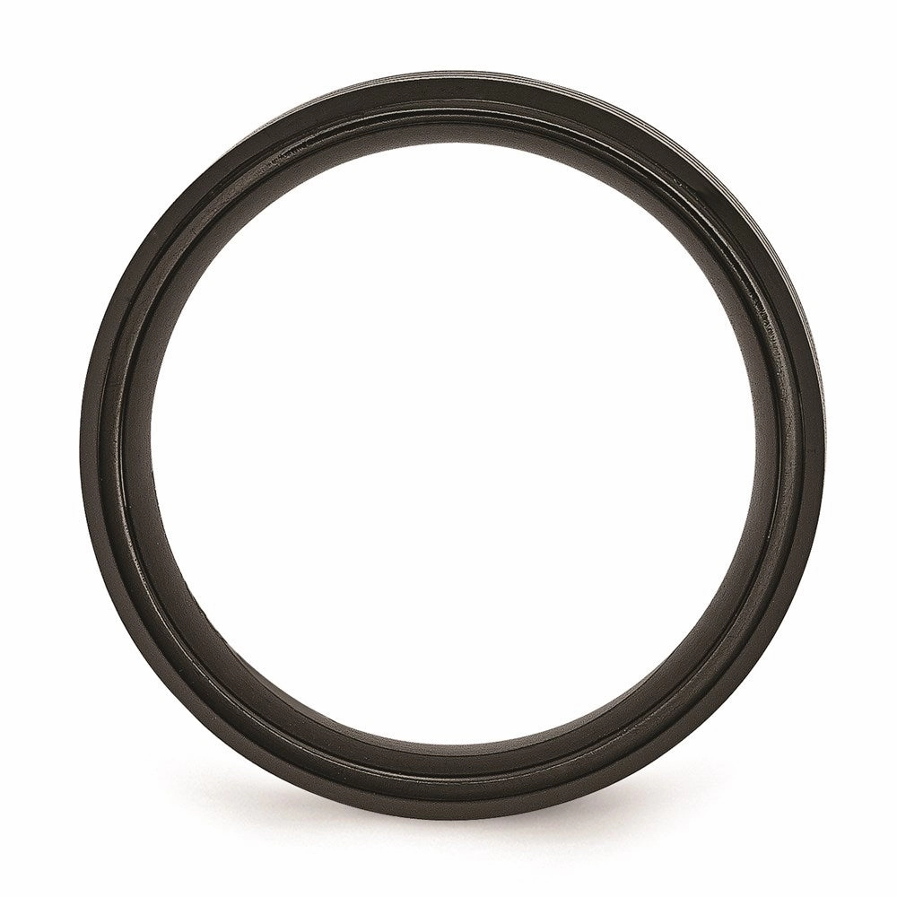 Titanium Striped 8mm Black IP-plated Brushed/Polished Band | TB309