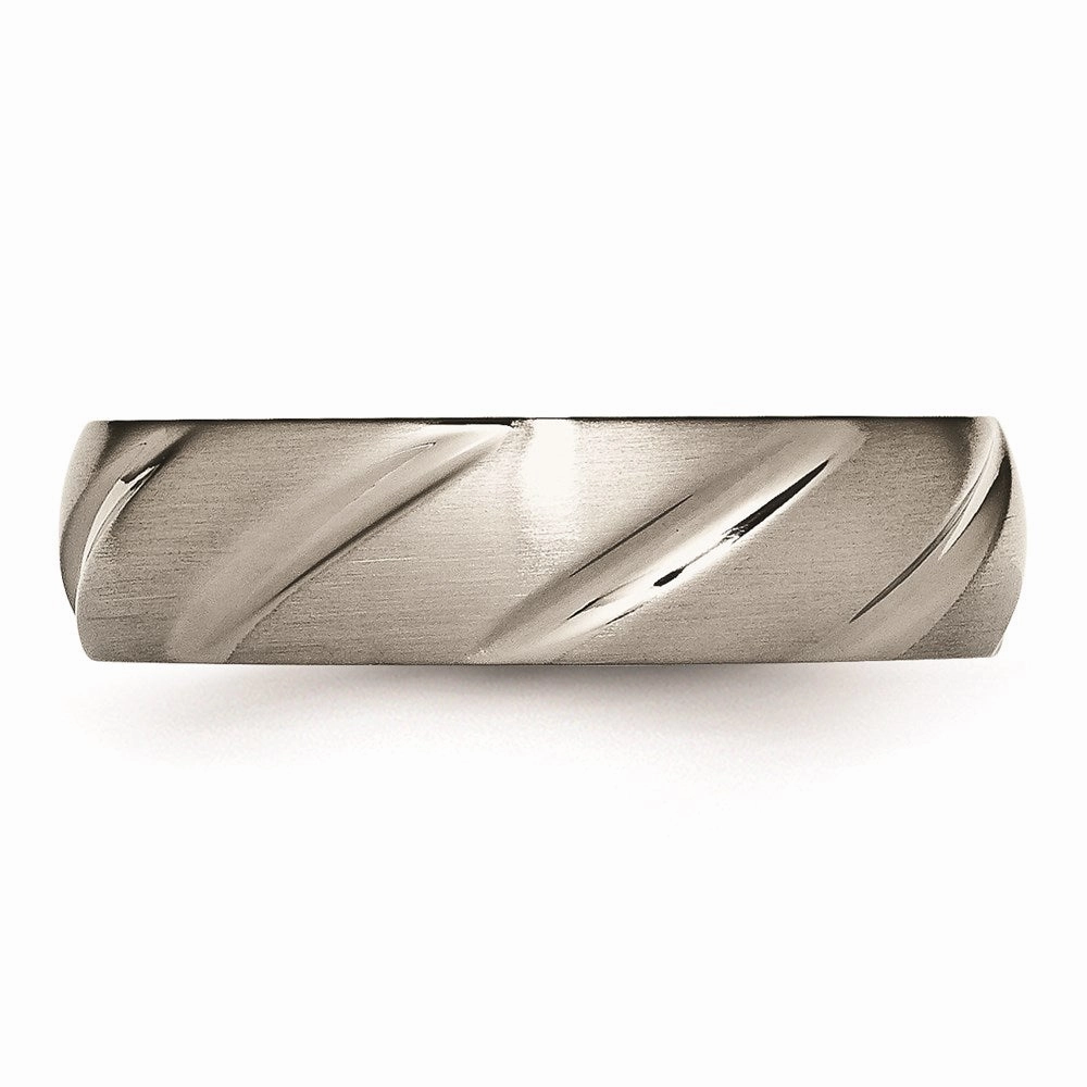 Titanium Swirl Design 6mm Satin Band | TB321