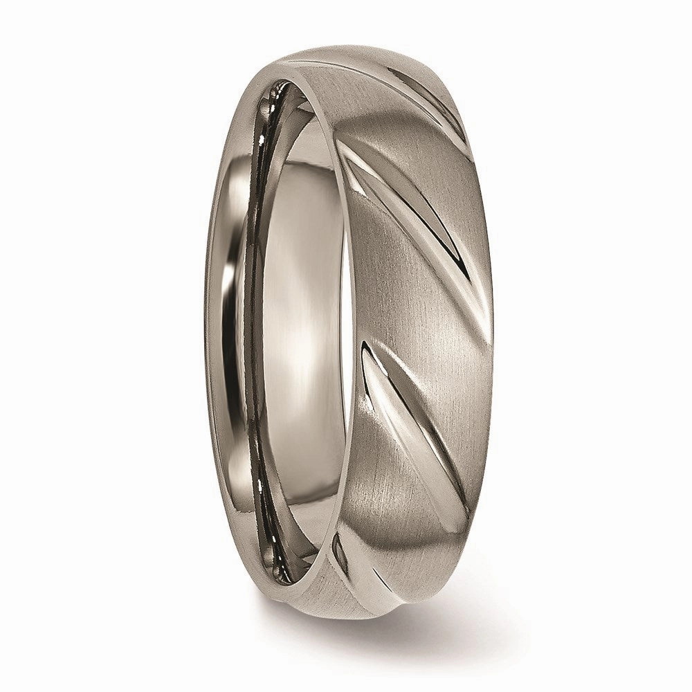 Titanium Swirl Design 6mm Satin Band | TB321