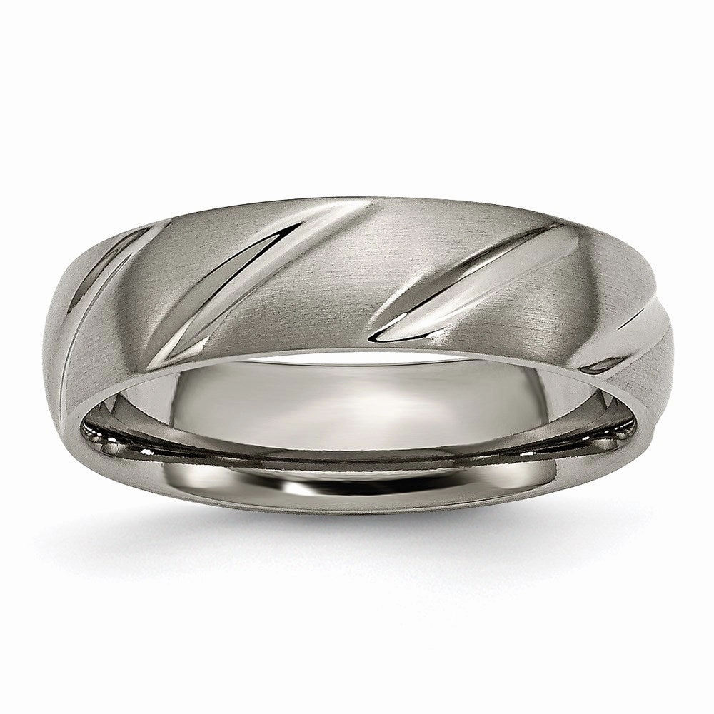 Titanium Swirl Design 6mm Satin Band | TB321