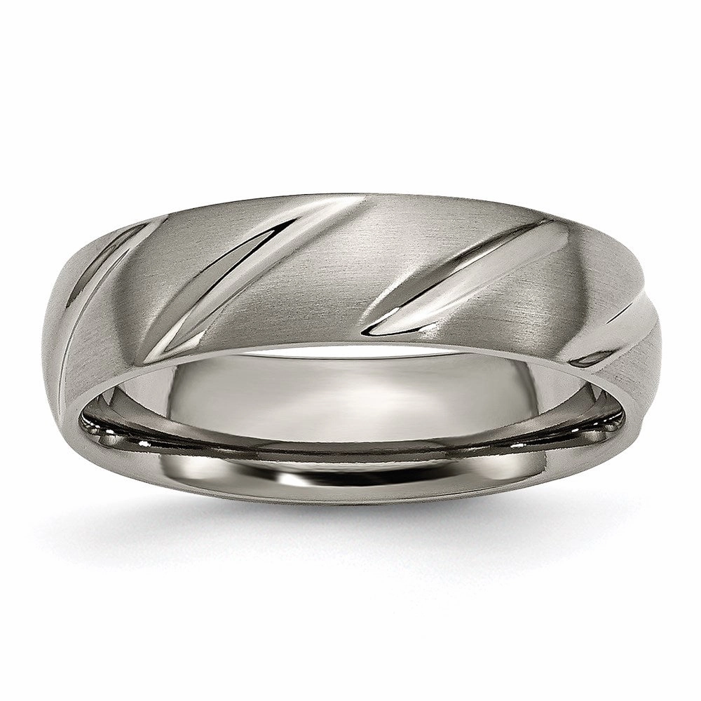 Titanium Swirl Design 6mm Satin Band | TB321