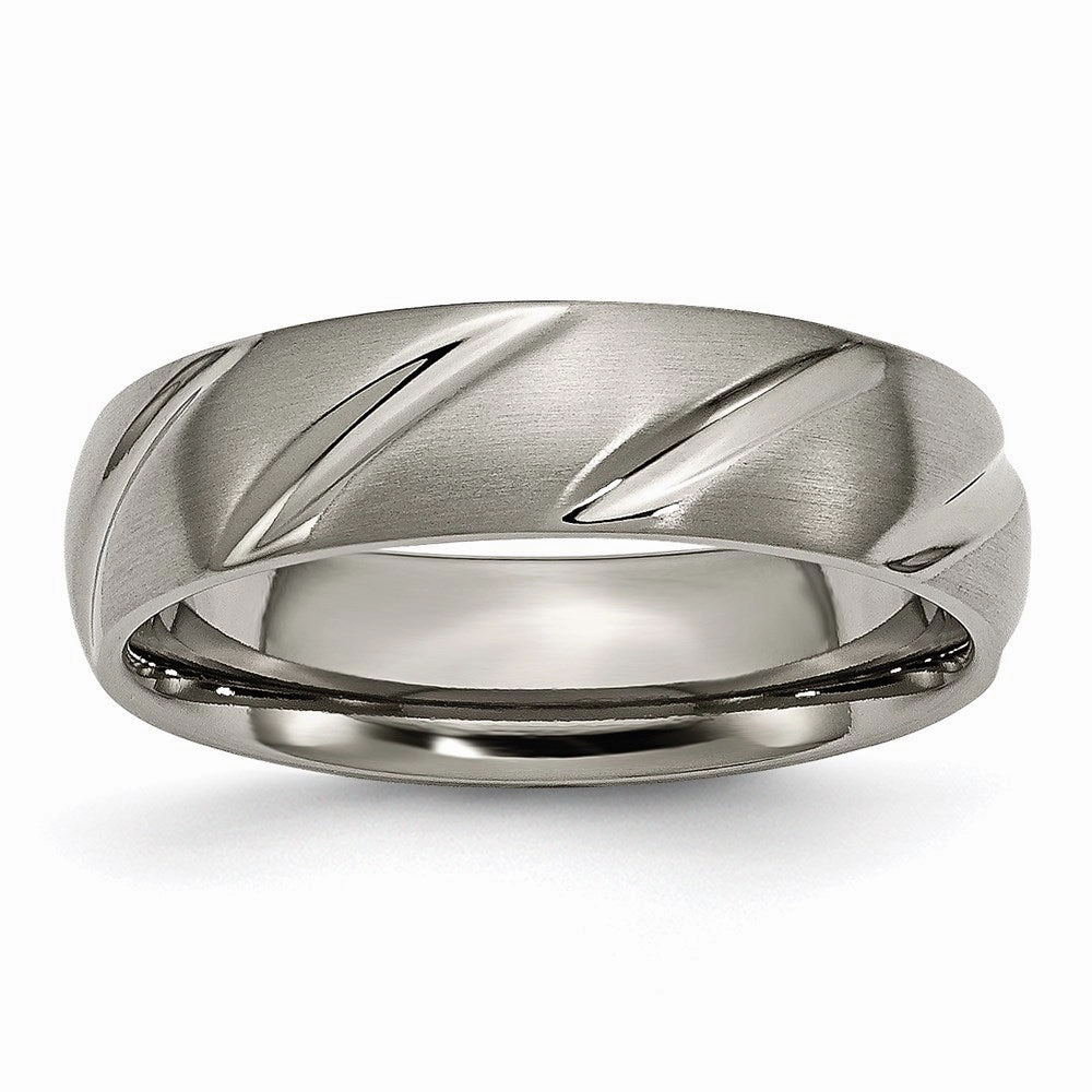 Titanium Swirl Design 6mm Satin Band | TB321