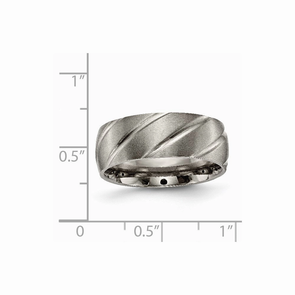 Titanium Swirl Design 8mm Satin Band | TB322