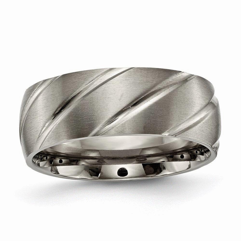 Titanium Swirl Design 8mm Satin Band | TB322