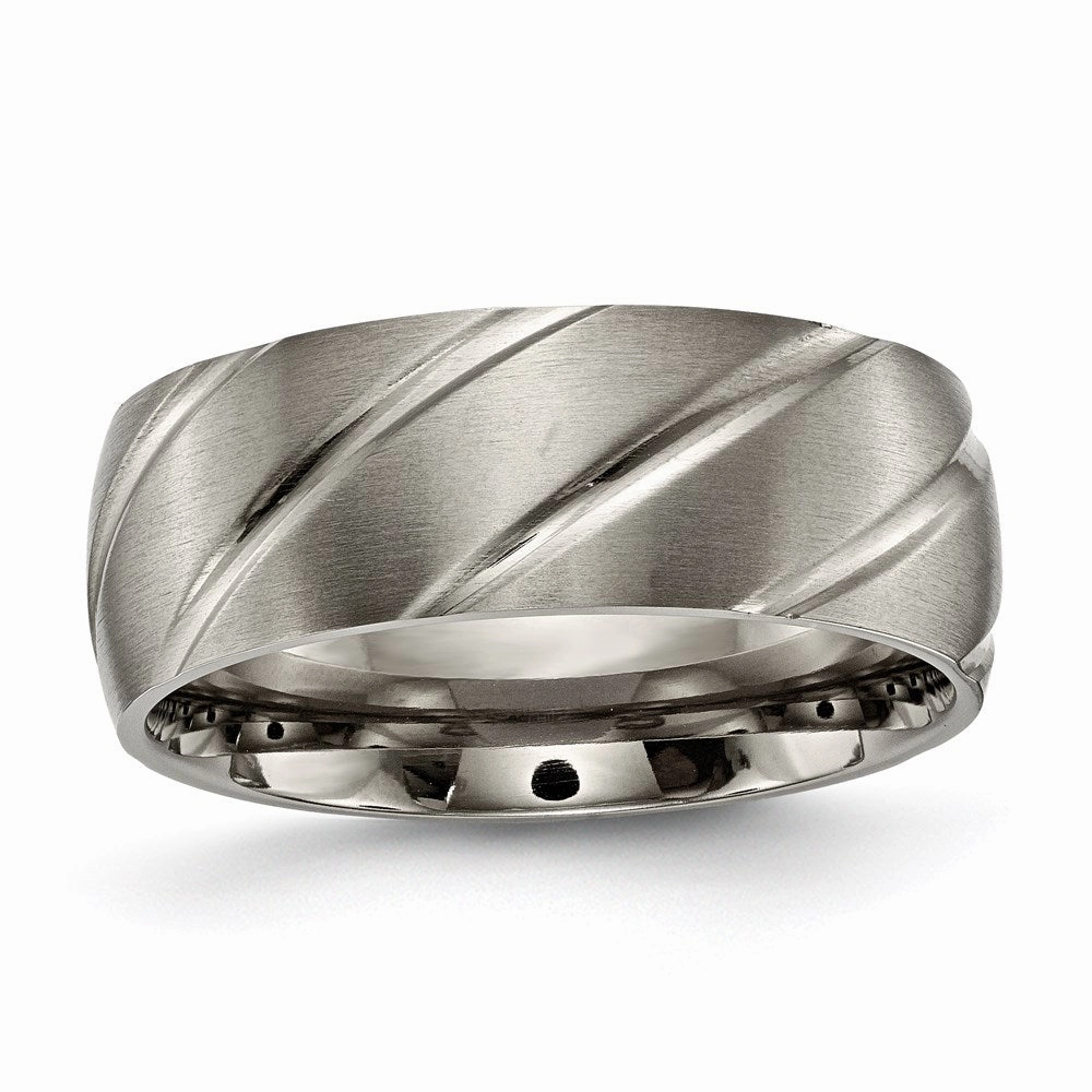Titanium Swirl Design 8mm Satin Band | TB322