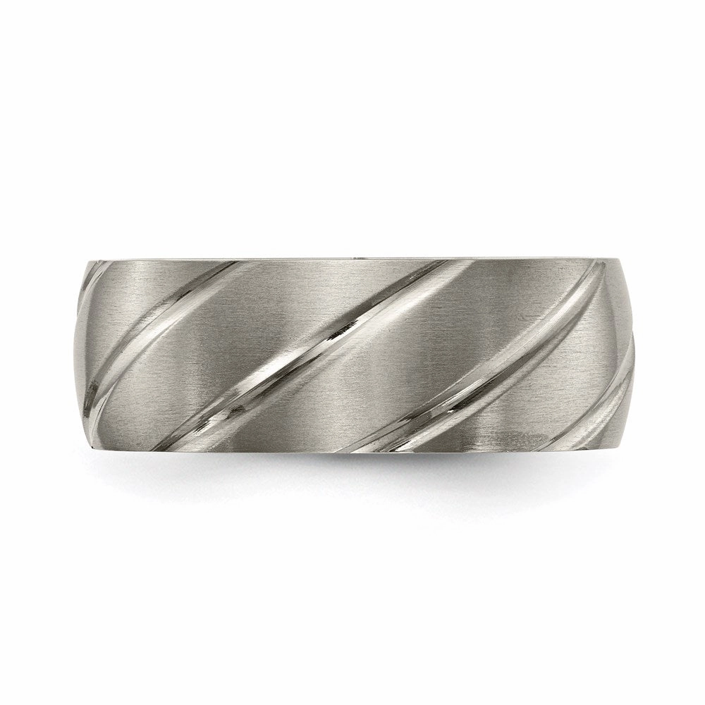 Titanium Swirl Design 8mm Satin Band | TB322