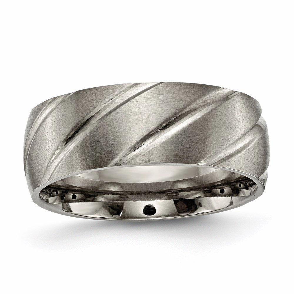 Titanium Swirl Design 8mm Satin Band | TB322