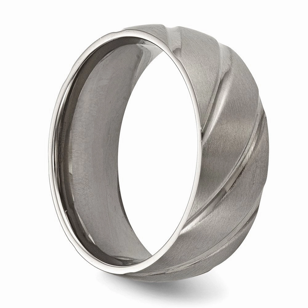 Titanium Swirl Design 8mm Satin Band | TB322