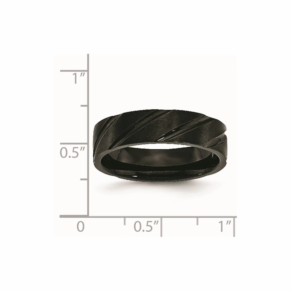 Titanium Swirl Design Black IP-plated 6mm Brushed/Polished Band | TB349