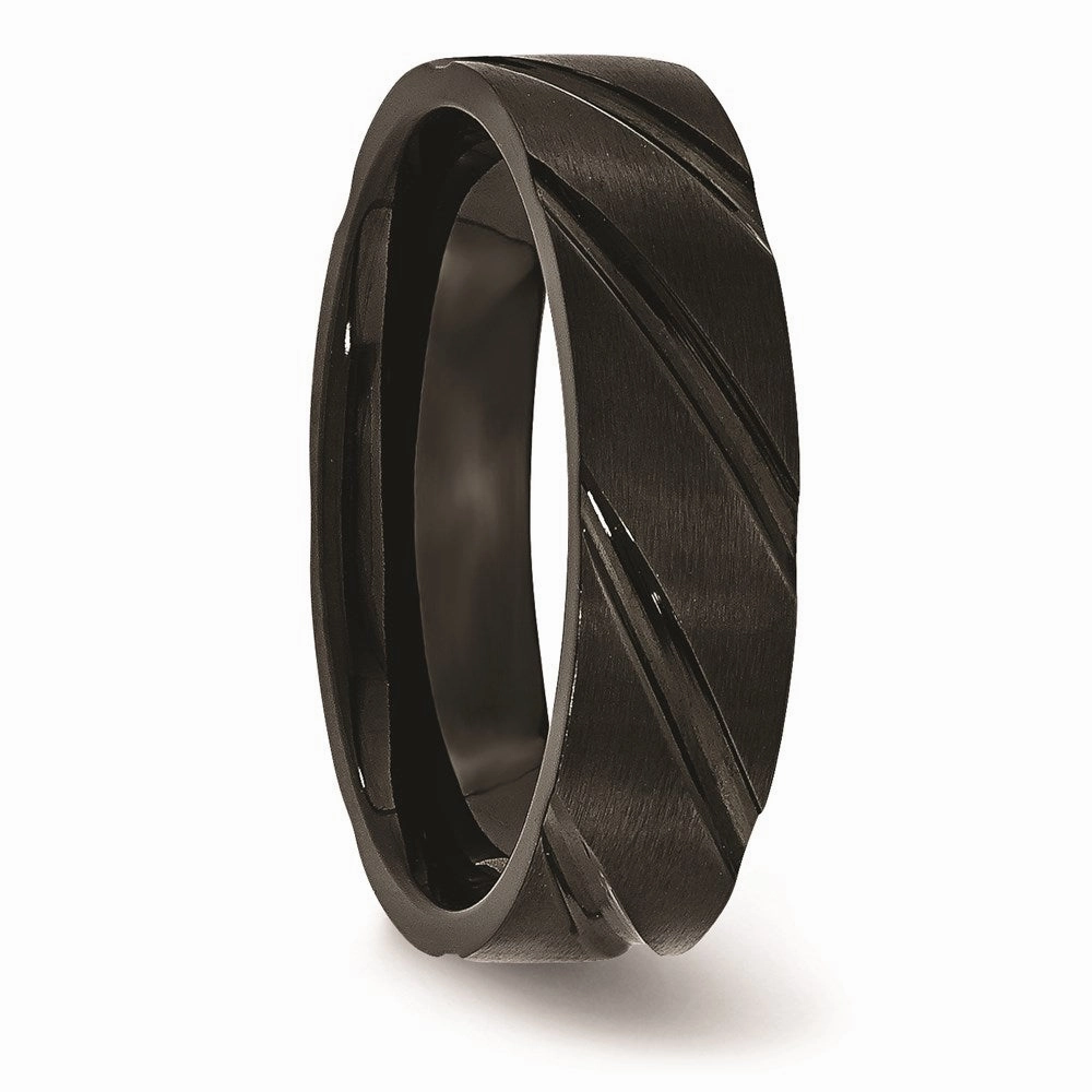 Titanium Swirl Design Black IP-plated 6mm Brushed/Polished Band | TB349