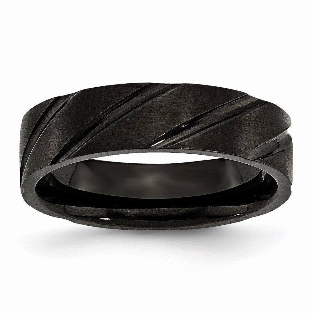 Titanium Swirl Design Black IP-plated 6mm Brushed/Polished Band | TB349