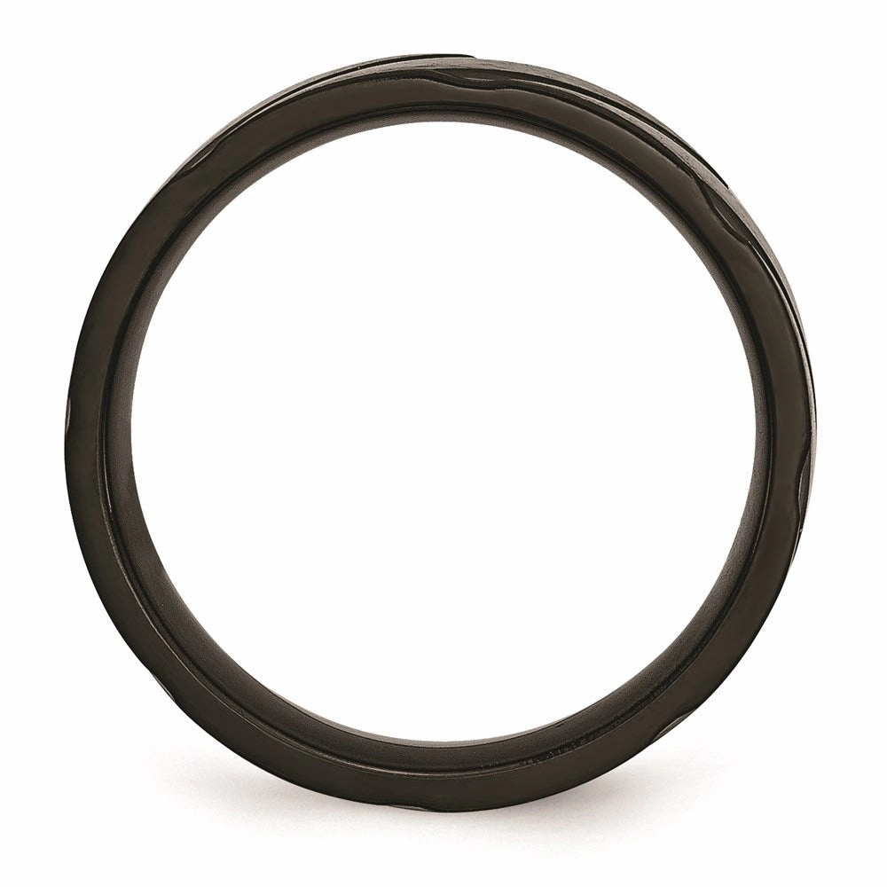 Titanium Swirl Design Black IP-plated 6mm Brushed/Polished Band | TB349