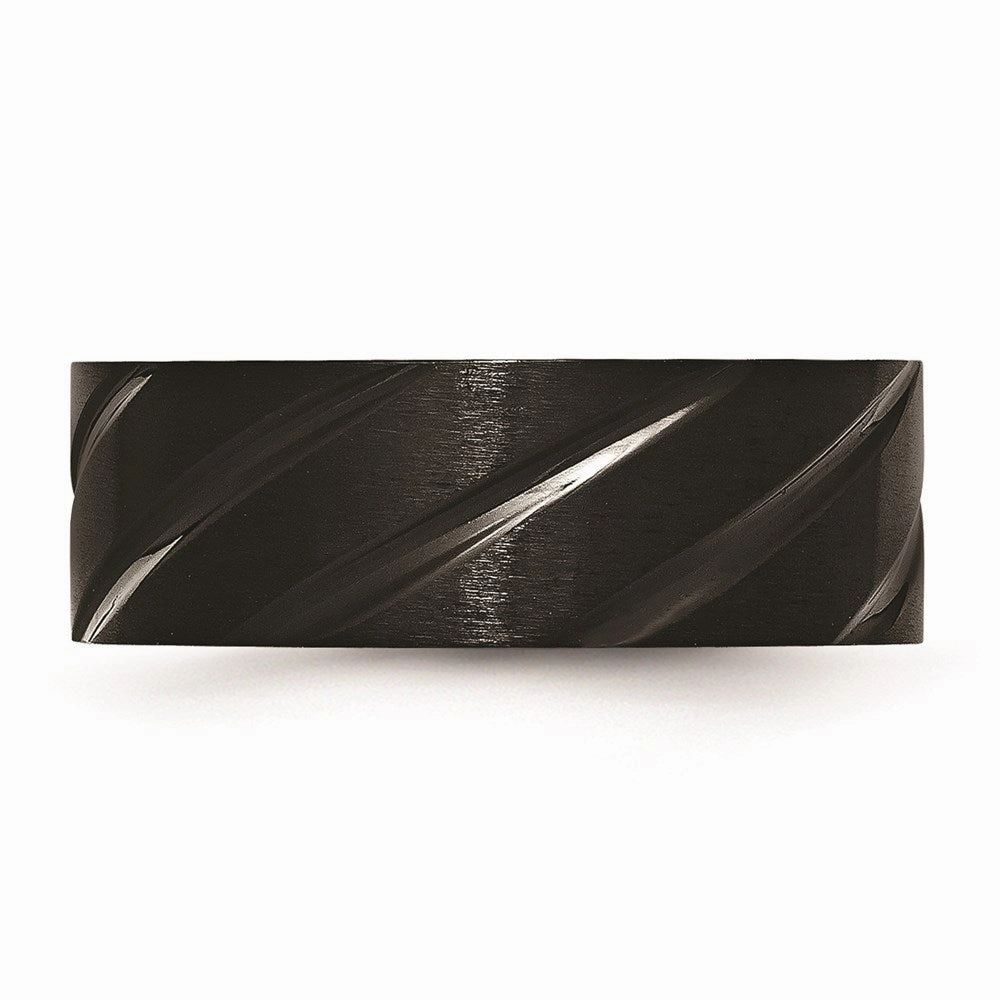 Titanium Swirl Design Black IP-plated 8mm Brushed/Polished Band | TB350